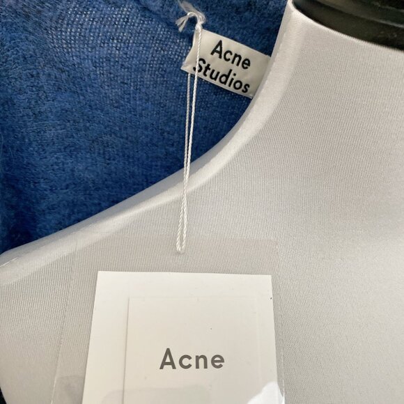 NWT Acne Studios Women Blue Wool Blended Mohair Oversize Cardigan - Picture 3 of 6